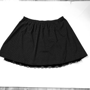 Black White Mini Dot Short Full Skirt Zipper Lined